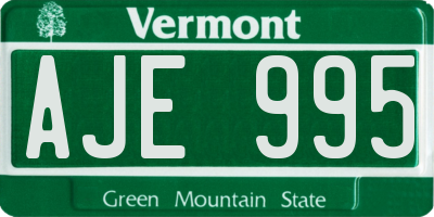VT license plate AJE995