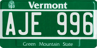 VT license plate AJE996