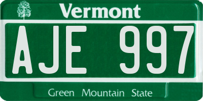 VT license plate AJE997