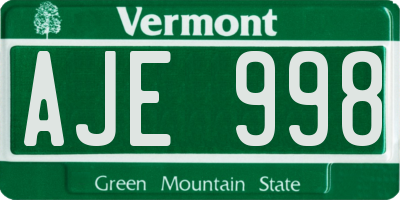 VT license plate AJE998