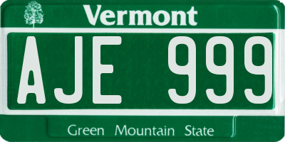 VT license plate AJE999