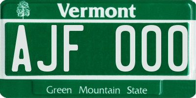 VT license plate AJF000
