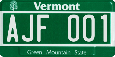 VT license plate AJF001