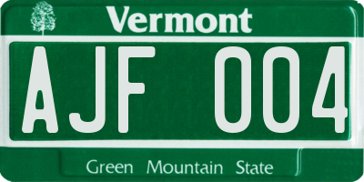 VT license plate AJF004