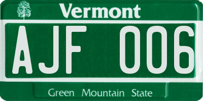 VT license plate AJF006