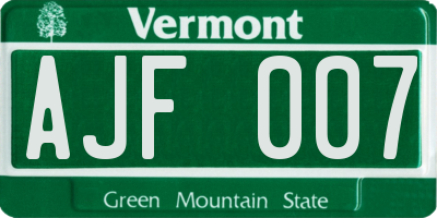 VT license plate AJF007