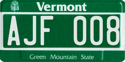 VT license plate AJF008