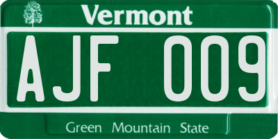 VT license plate AJF009