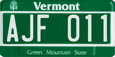 VT license plate AJF011