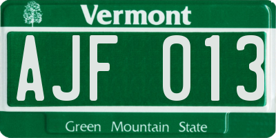 VT license plate AJF013