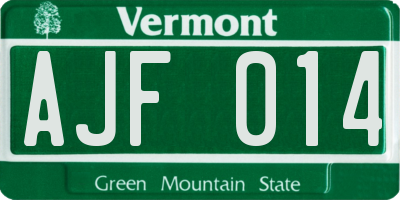 VT license plate AJF014