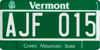VT license plate AJF015