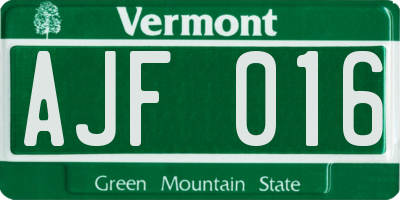 VT license plate AJF016