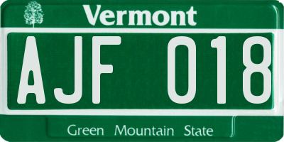 VT license plate AJF018