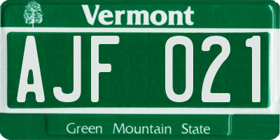 VT license plate AJF021