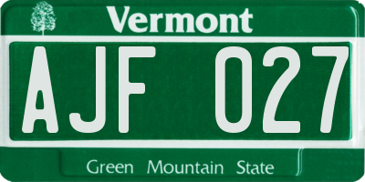 VT license plate AJF027