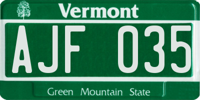VT license plate AJF035