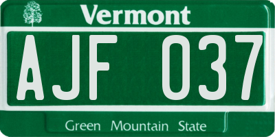 VT license plate AJF037