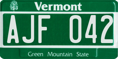 VT license plate AJF042