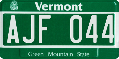 VT license plate AJF044