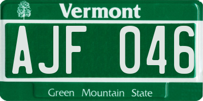 VT license plate AJF046
