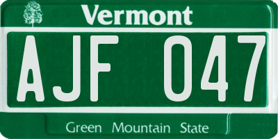 VT license plate AJF047