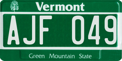 VT license plate AJF049