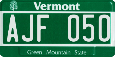 VT license plate AJF050