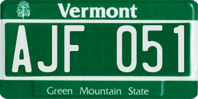 VT license plate AJF051