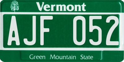 VT license plate AJF052