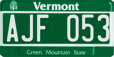 VT license plate AJF053