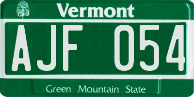 VT license plate AJF054