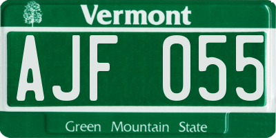 VT license plate AJF055