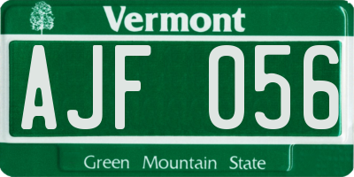 VT license plate AJF056