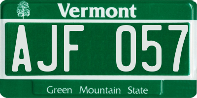 VT license plate AJF057