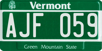 VT license plate AJF059