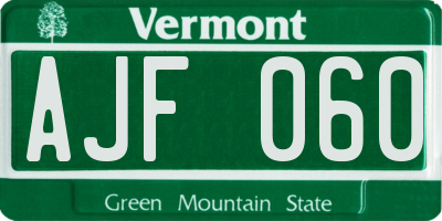 VT license plate AJF060
