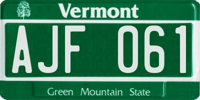 VT license plate AJF061