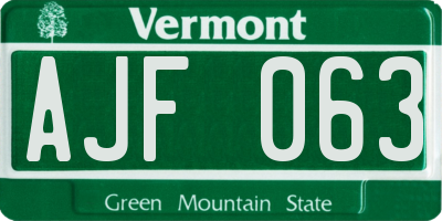 VT license plate AJF063