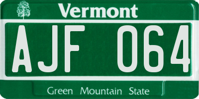 VT license plate AJF064
