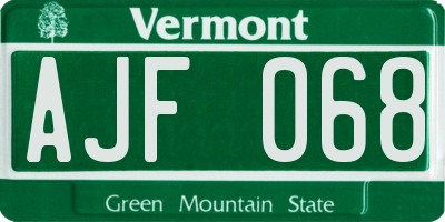 VT license plate AJF068