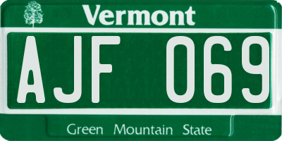 VT license plate AJF069