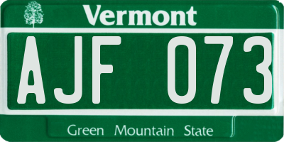 VT license plate AJF073