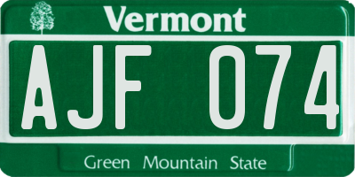 VT license plate AJF074