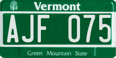 VT license plate AJF075
