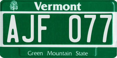 VT license plate AJF077