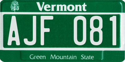 VT license plate AJF081