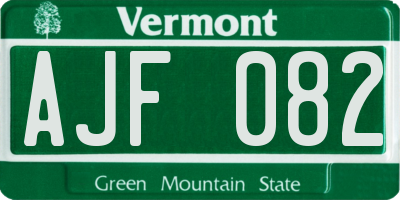 VT license plate AJF082