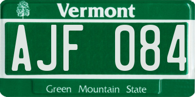 VT license plate AJF084
