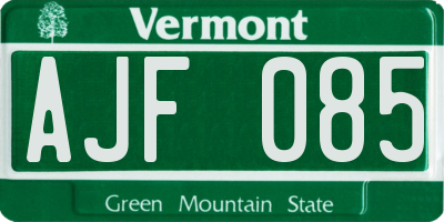 VT license plate AJF085